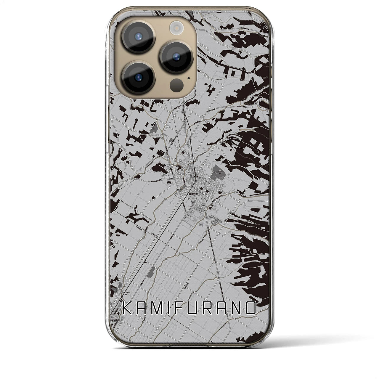 【上富良野(北海道)】地図柄iPhoneケース(クリアタイプ)