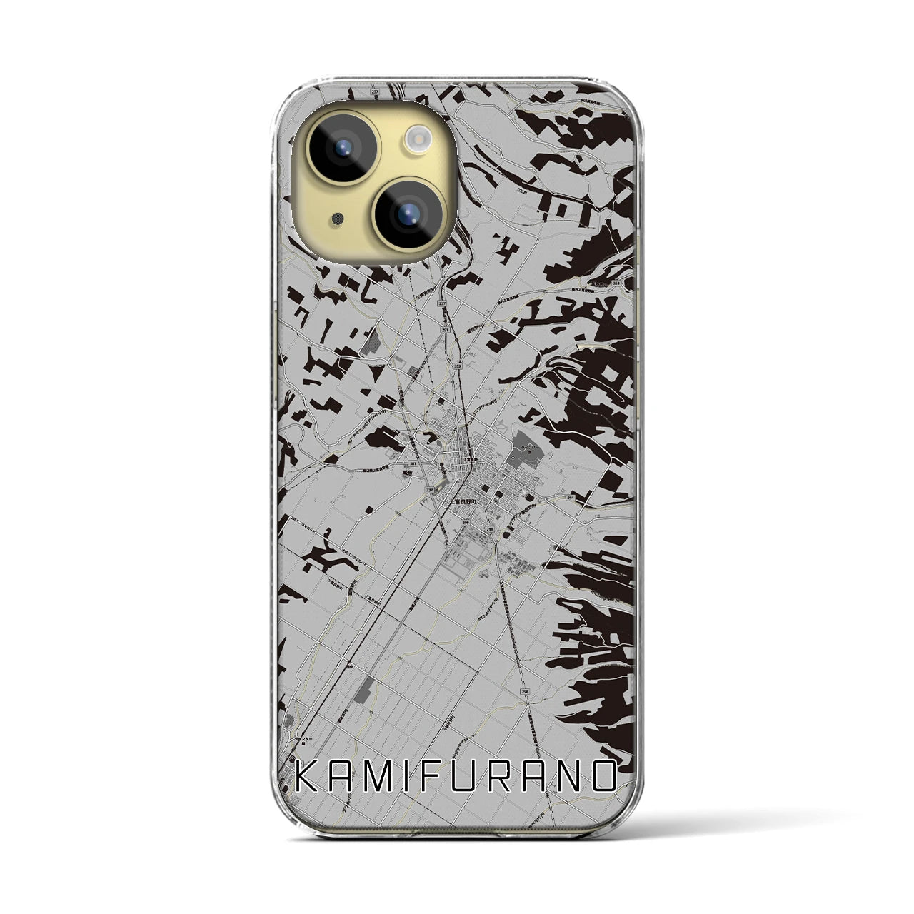 【上富良野(北海道)】地図柄iPhoneケース(クリアタイプ)