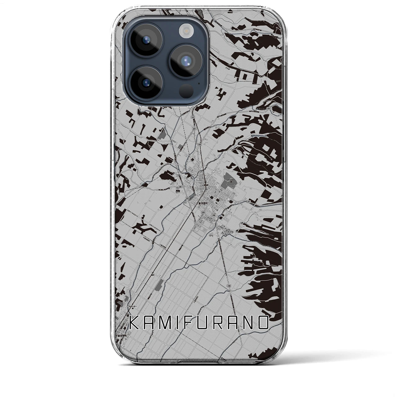 【上富良野(北海道)】地図柄iPhoneケース(クリアタイプ)