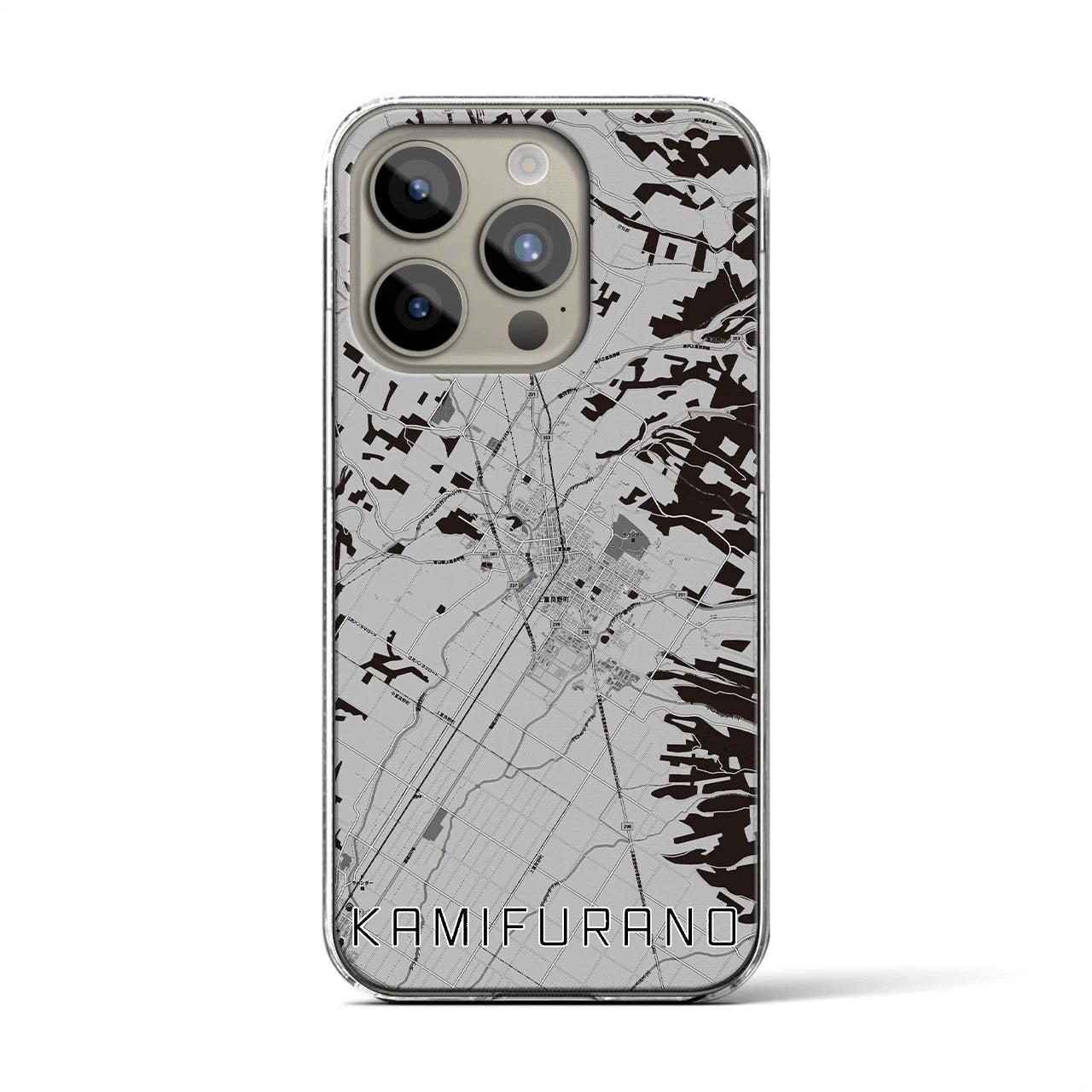 【上富良野(北海道)】地図柄iPhoneケース(クリアタイプ)