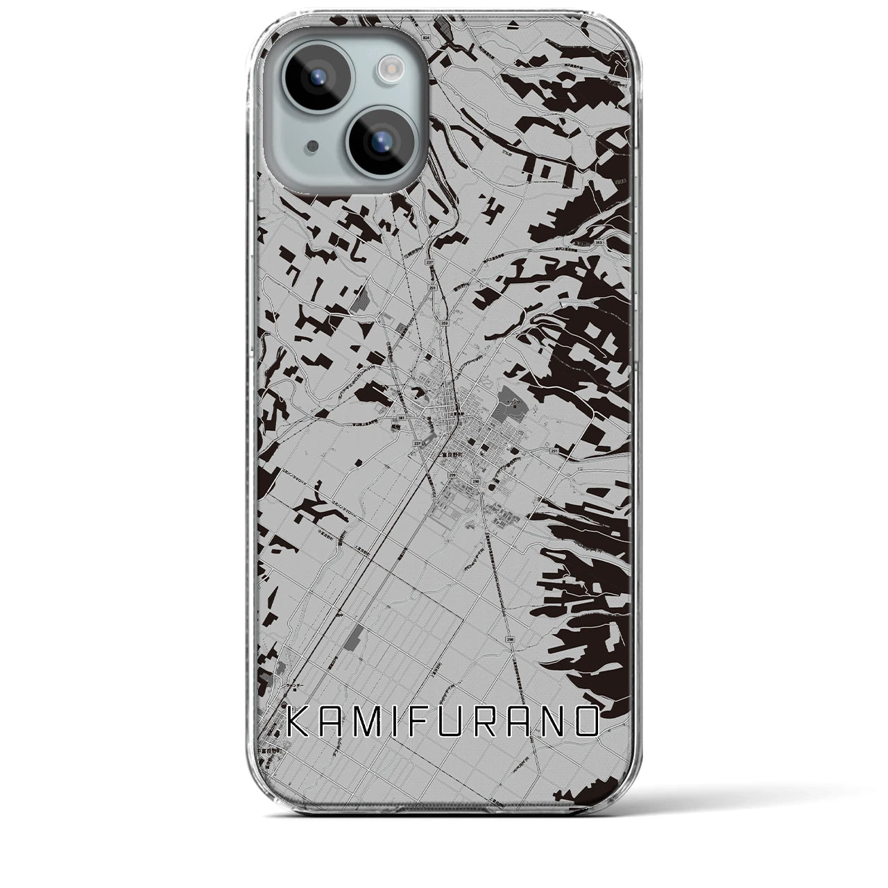 【上富良野(北海道)】地図柄iPhoneケース(クリアタイプ)