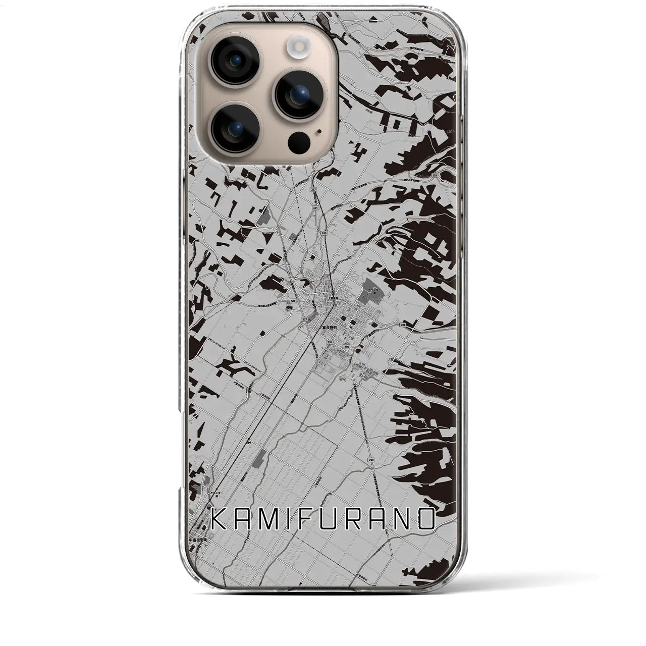 【上富良野(北海道)】地図柄iPhoneケース(クリアタイプ)