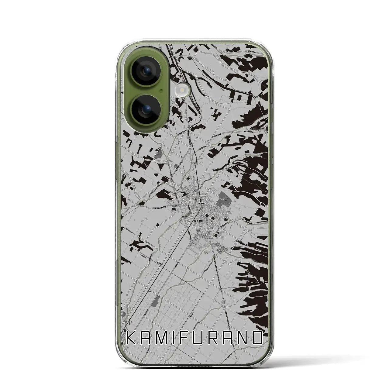 【上富良野(北海道)】地図柄iPhoneケース(クリアタイプ)