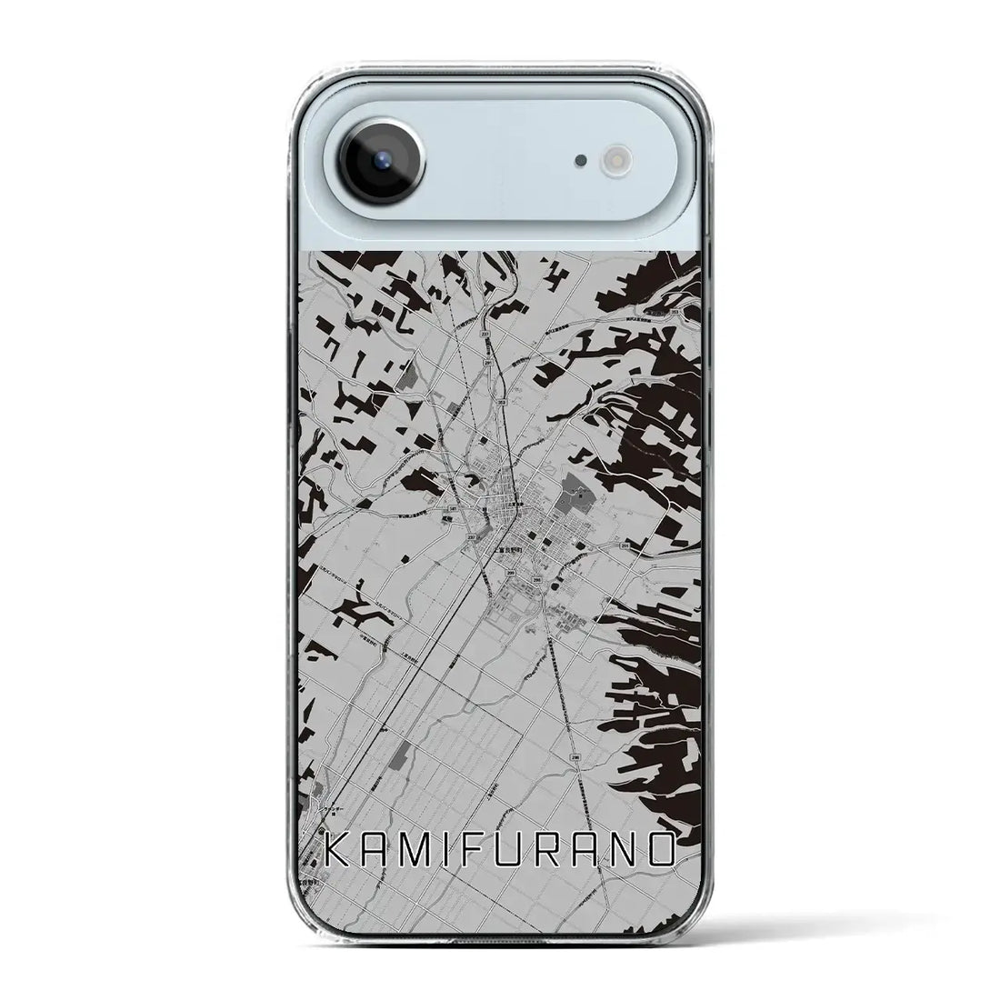 【上富良野(北海道)】地図柄iPhoneケース(クリアタイプ)モノトーン・iPhone 17 Pro Max 用