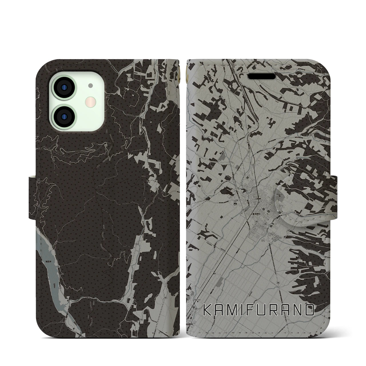 【上富良野(北海道)】地図柄iPhoneケース(手帳タイプ)