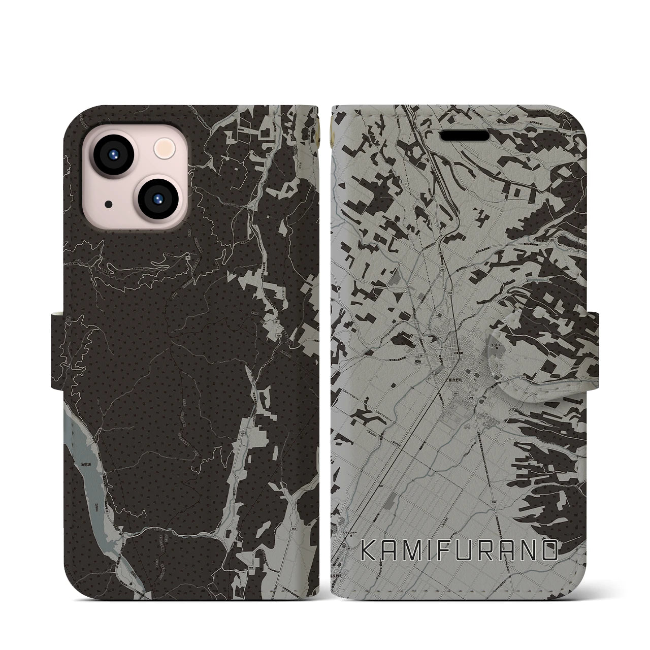 【上富良野(北海道)】地図柄iPhoneケース(手帳タイプ)