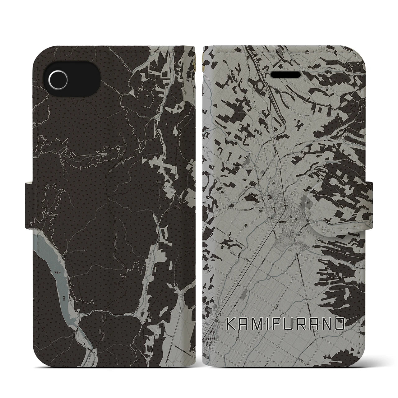 【上富良野(北海道)】地図柄iPhoneケース(手帳タイプ)