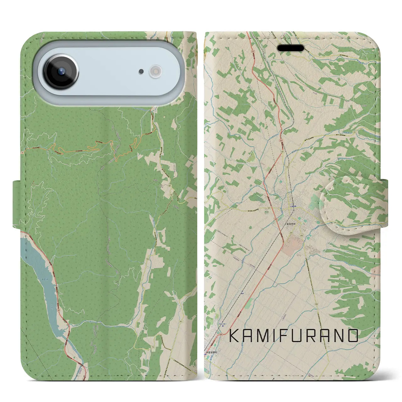 【上富良野(北海道)】地図柄iPhoneケース(手帳タイプ)