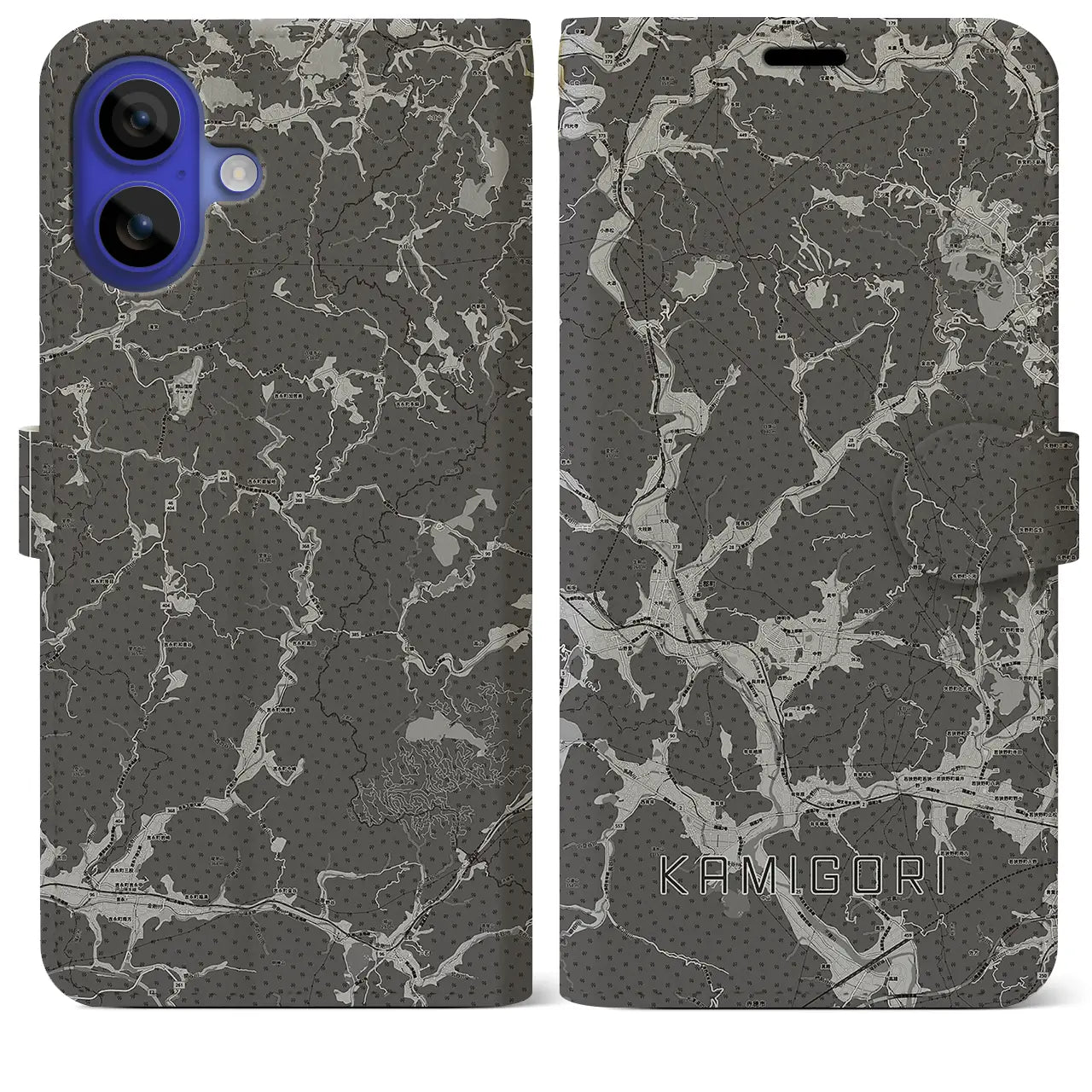 【上郡(兵庫県)】地図柄iPhoneケース(手帳タイプ)モノトーン・iPhone 16 Pro Max 用