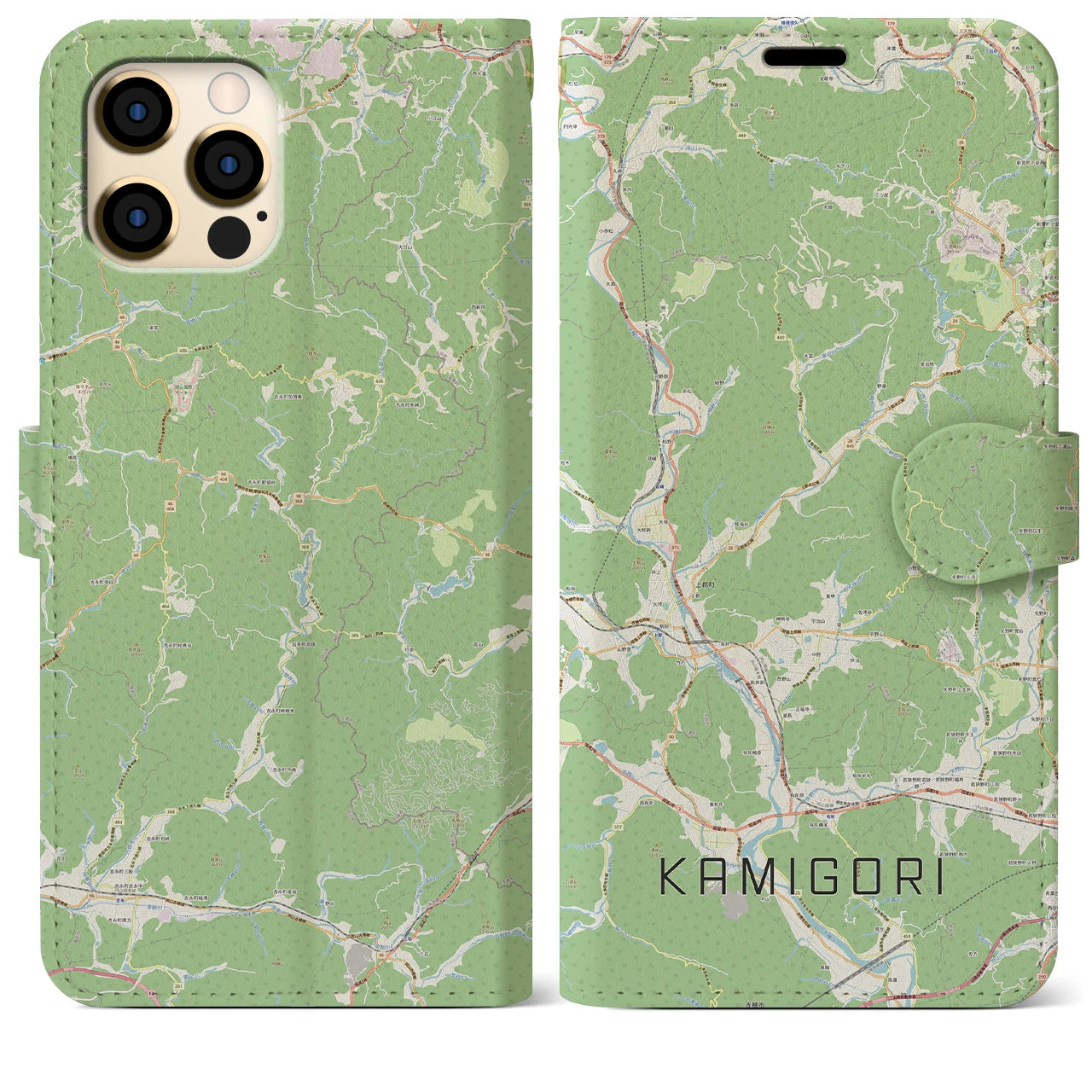 【上郡(兵庫県)】地図柄iPhoneケース(手帳タイプ)ナチュラル・iPhone 12 Pro Max 用