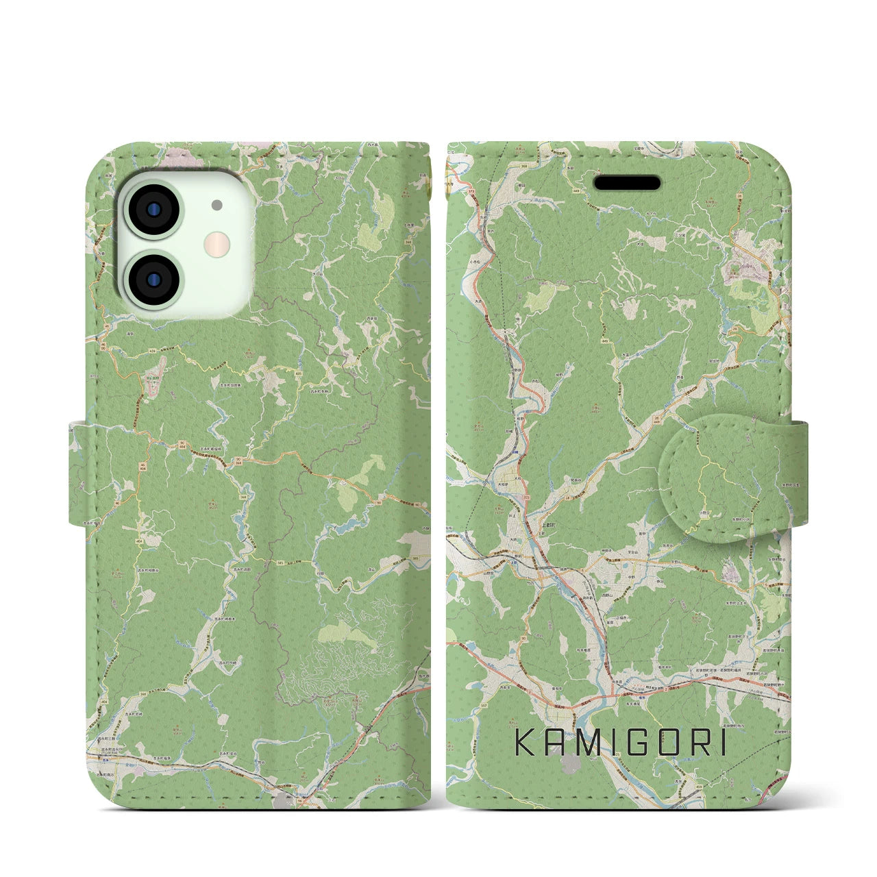 【上郡(兵庫県)】地図柄iPhoneケース(手帳タイプ)ナチュラル・iPhone 12 mini 用