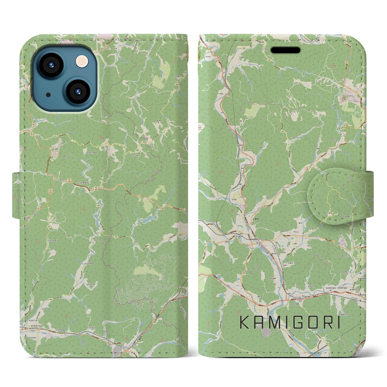 【上郡(兵庫県)】地図柄iPhoneケース(手帳タイプ)ナチュラル・iPhone 13 用