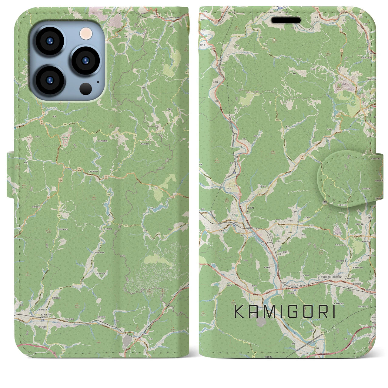【上郡(兵庫県)】地図柄iPhoneケース(手帳タイプ)ナチュラル・iPhone 13 Pro Max 用