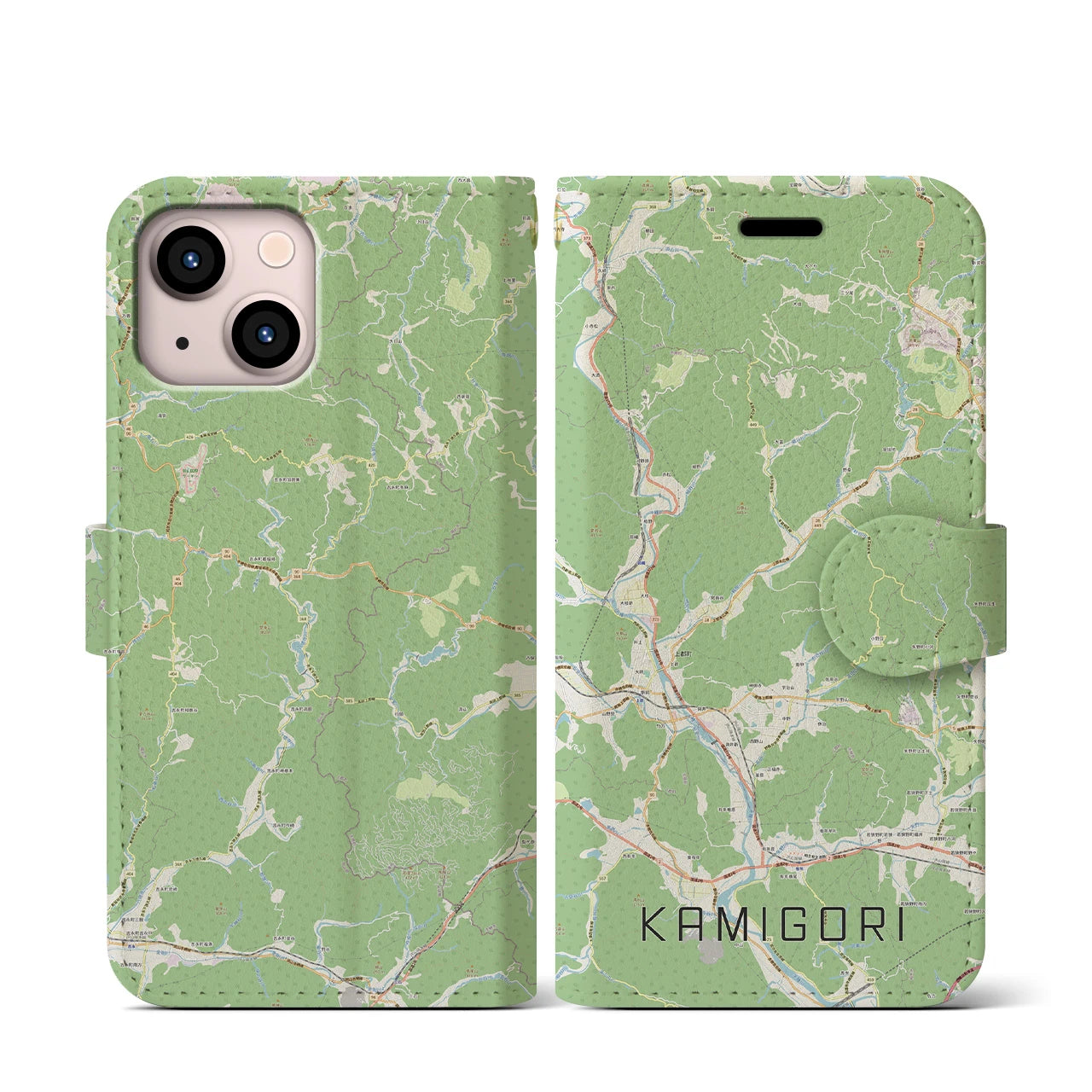 【上郡(兵庫県)】地図柄iPhoneケース(手帳タイプ)ナチュラル・iPhone 13 mini 用