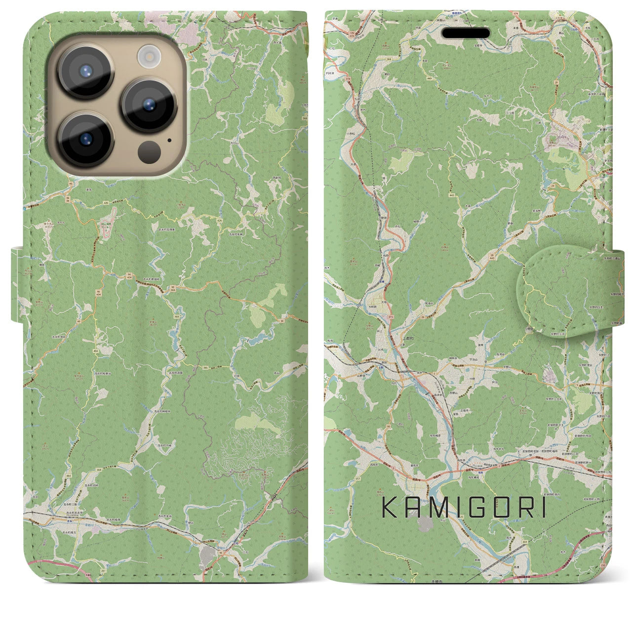 【上郡(兵庫県)】地図柄iPhoneケース(手帳タイプ)ナチュラル・iPhone 14 Pro Max 用