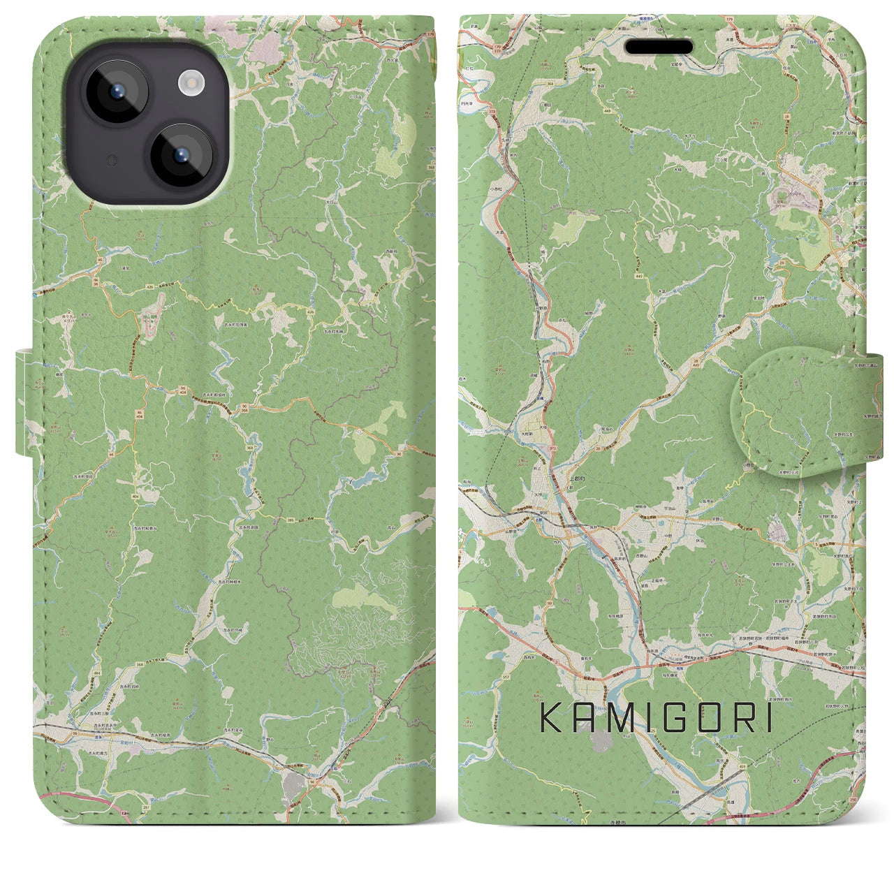 【上郡(兵庫県)】地図柄iPhoneケース(手帳タイプ)ナチュラル・iPhone 14 Plus 用