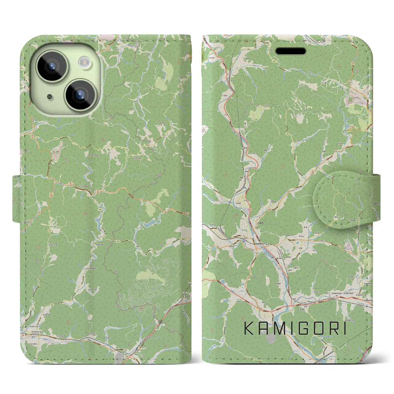 【上郡(兵庫県)】地図柄iPhoneケース(手帳タイプ)ナチュラル・iPhone 15 用