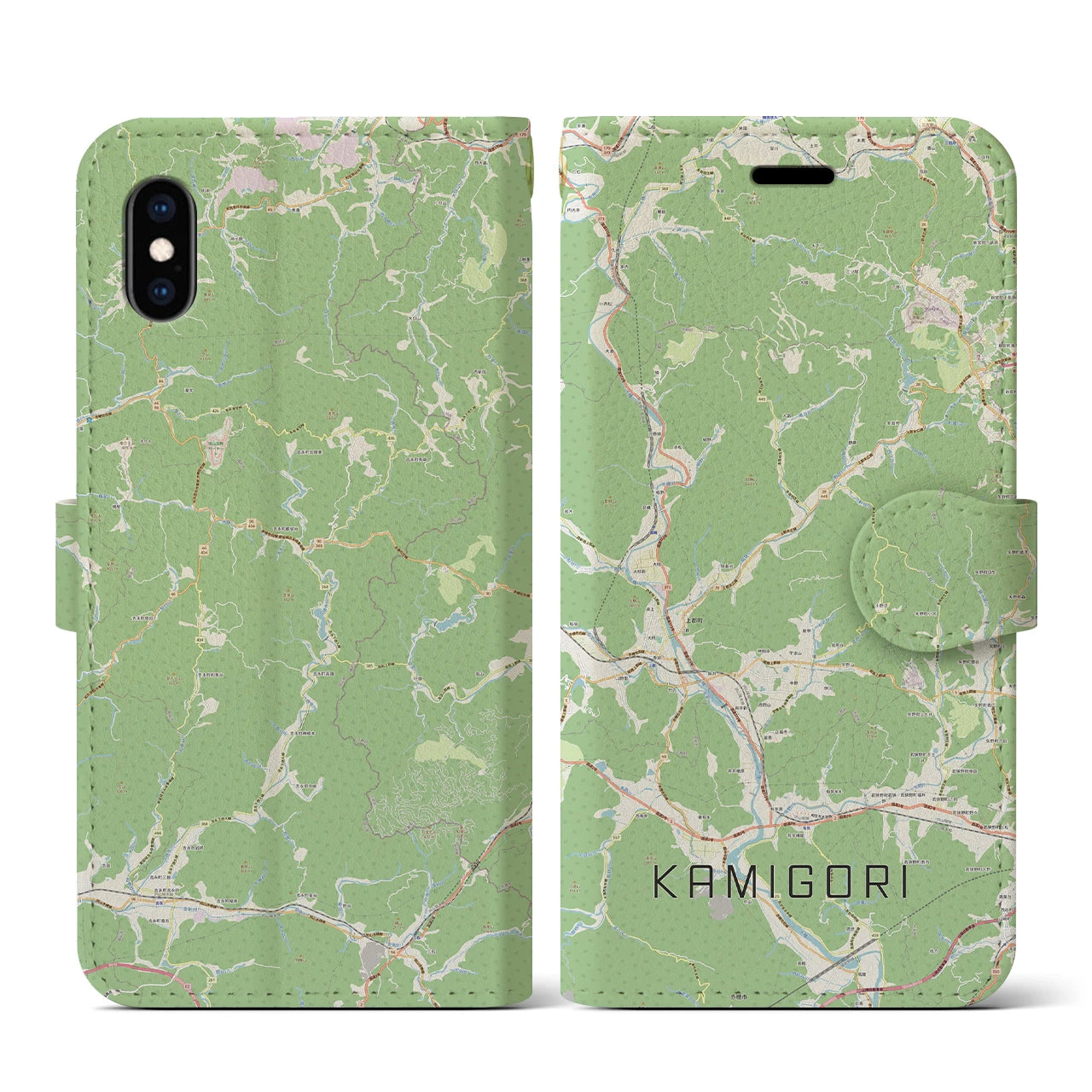 【上郡(兵庫県)】地図柄iPhoneケース(手帳タイプ)ナチュラル・iPhone XS / X 用