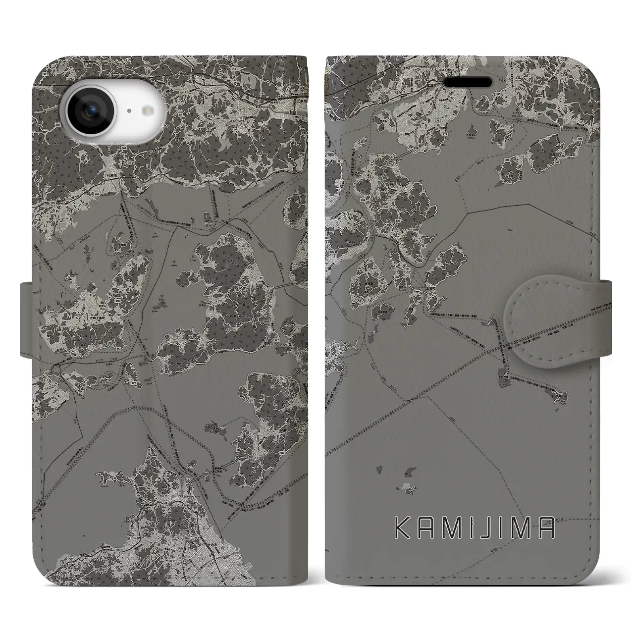 【上島(愛媛県)】地図柄iPhoneケース(手帳タイプ)