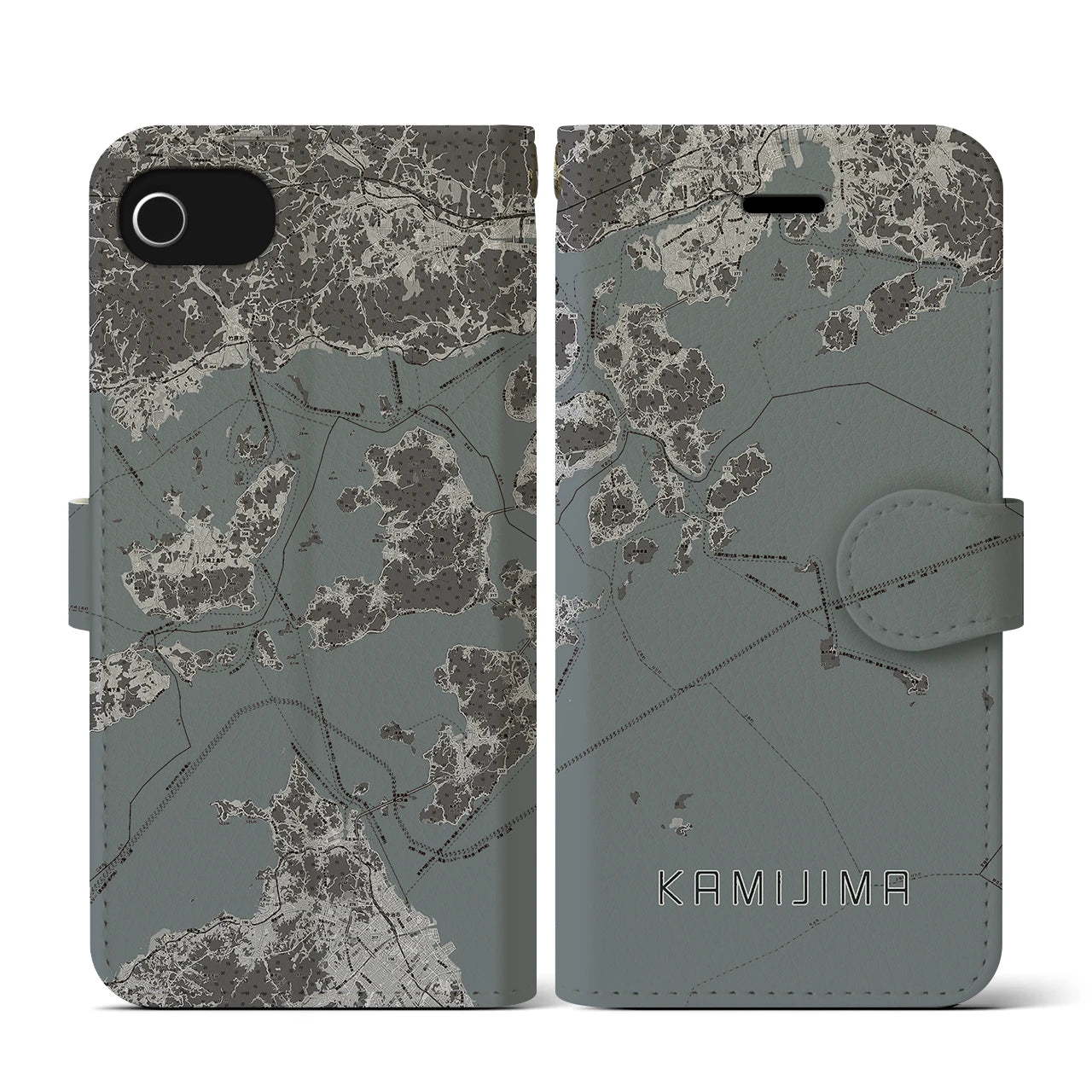 【上島(愛媛県)】地図柄iPhoneケース(手帳タイプ)