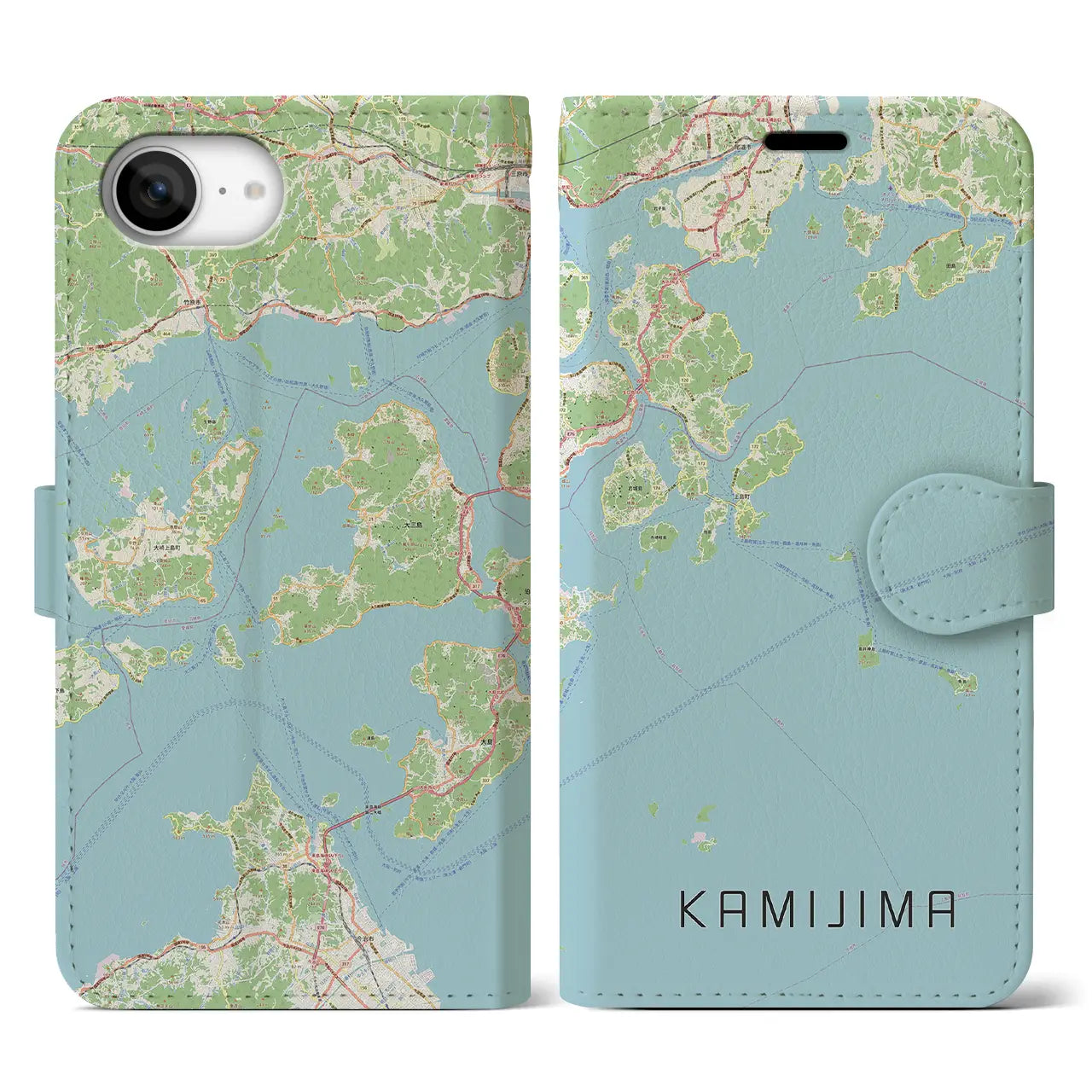 【上島(愛媛県)】地図柄iPhoneケース(手帳タイプ)