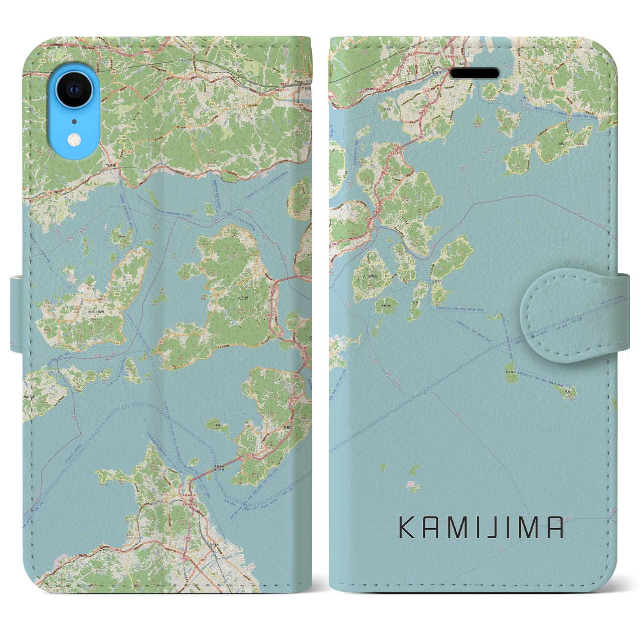 【上島(愛媛県)】地図柄iPhoneケース(手帳タイプ)ナチュラル・iPhone XR 用