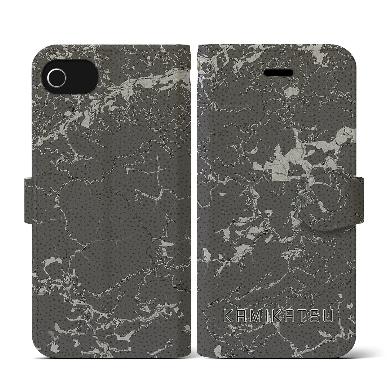 【上勝(徳島県)】地図柄iPhoneケース(手帳タイプ)モノトーン・iPhone SE(第3 / 第2世代) / 8 / 7 / 6s / 6 用