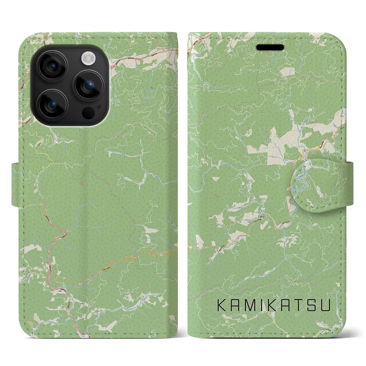 【上勝(徳島県)】地図柄iPhoneケース(手帳タイプ)ナチュラル・iPhone 16 用