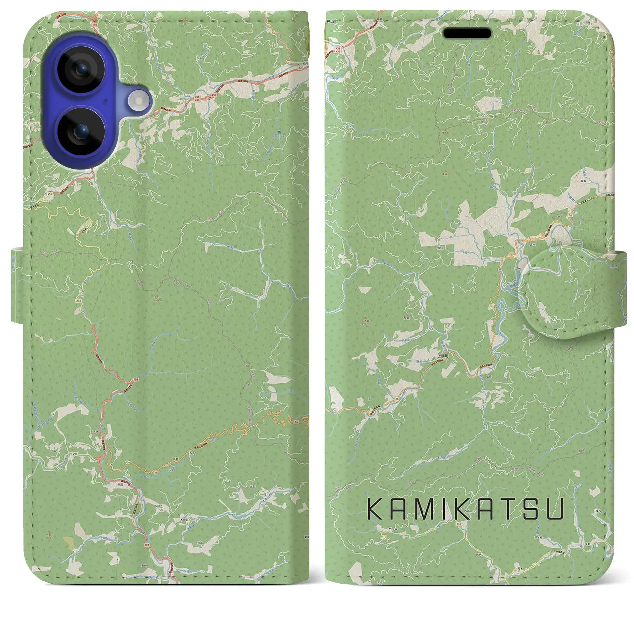 【上勝(徳島県)】地図柄iPhoneケース(手帳タイプ)ナチュラル・iPhone 16 Pro Max 用