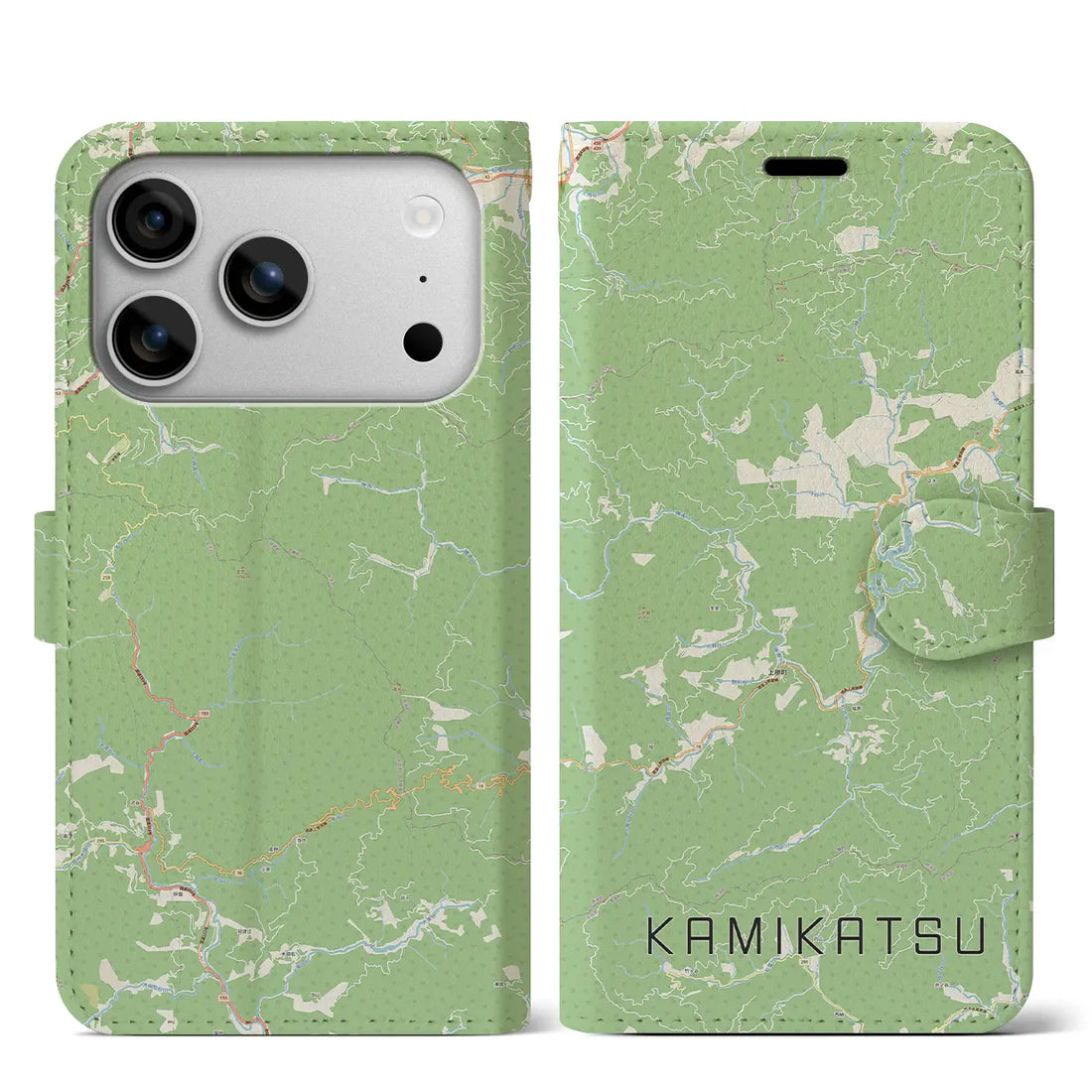 【上勝(徳島県)】地図柄iPhoneケース(手帳タイプ)ナチュラル・iPhone 17 Pro Max 用