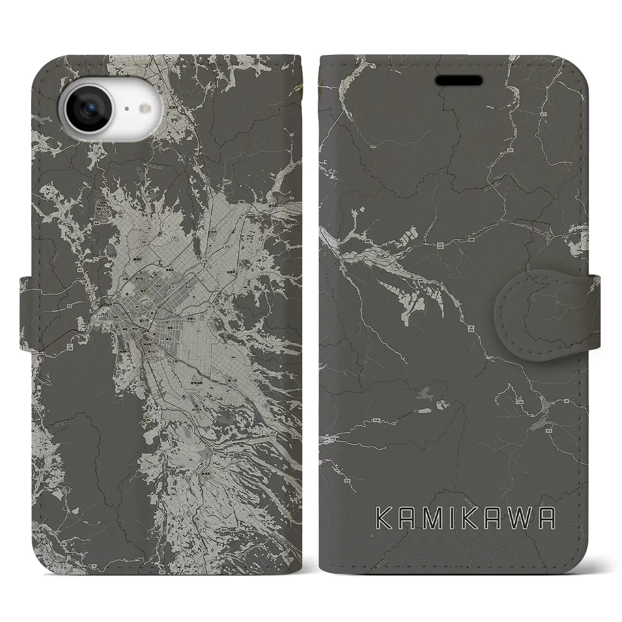 【上川(北海道)】地図柄iPhoneケース(手帳タイプ)