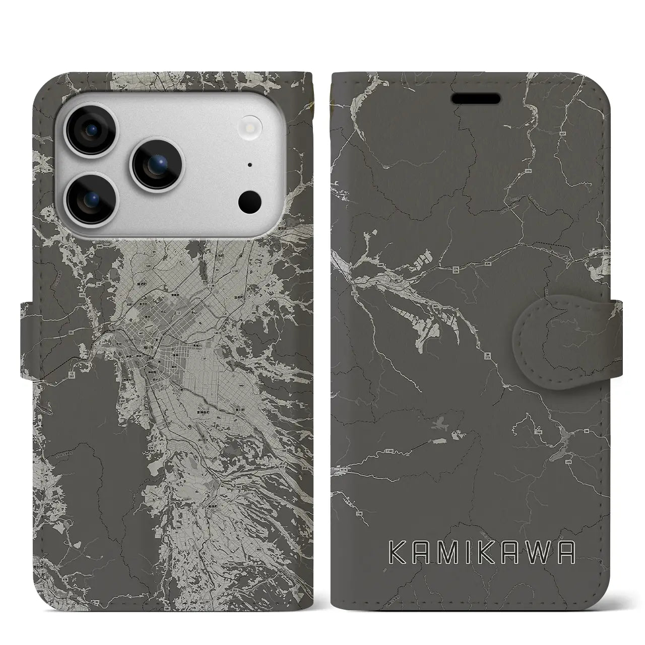 【上川(北海道)】地図柄iPhoneケース(手帳タイプ)