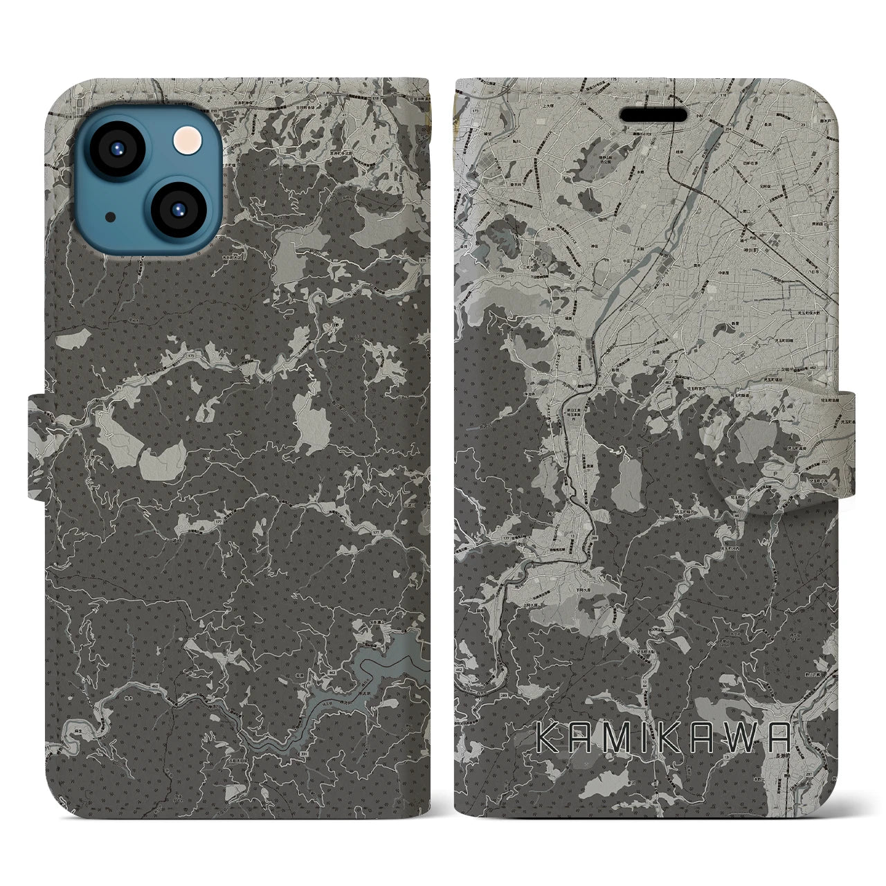 【神川(埼玉県)】地図柄iPhoneケース(手帳タイプ)