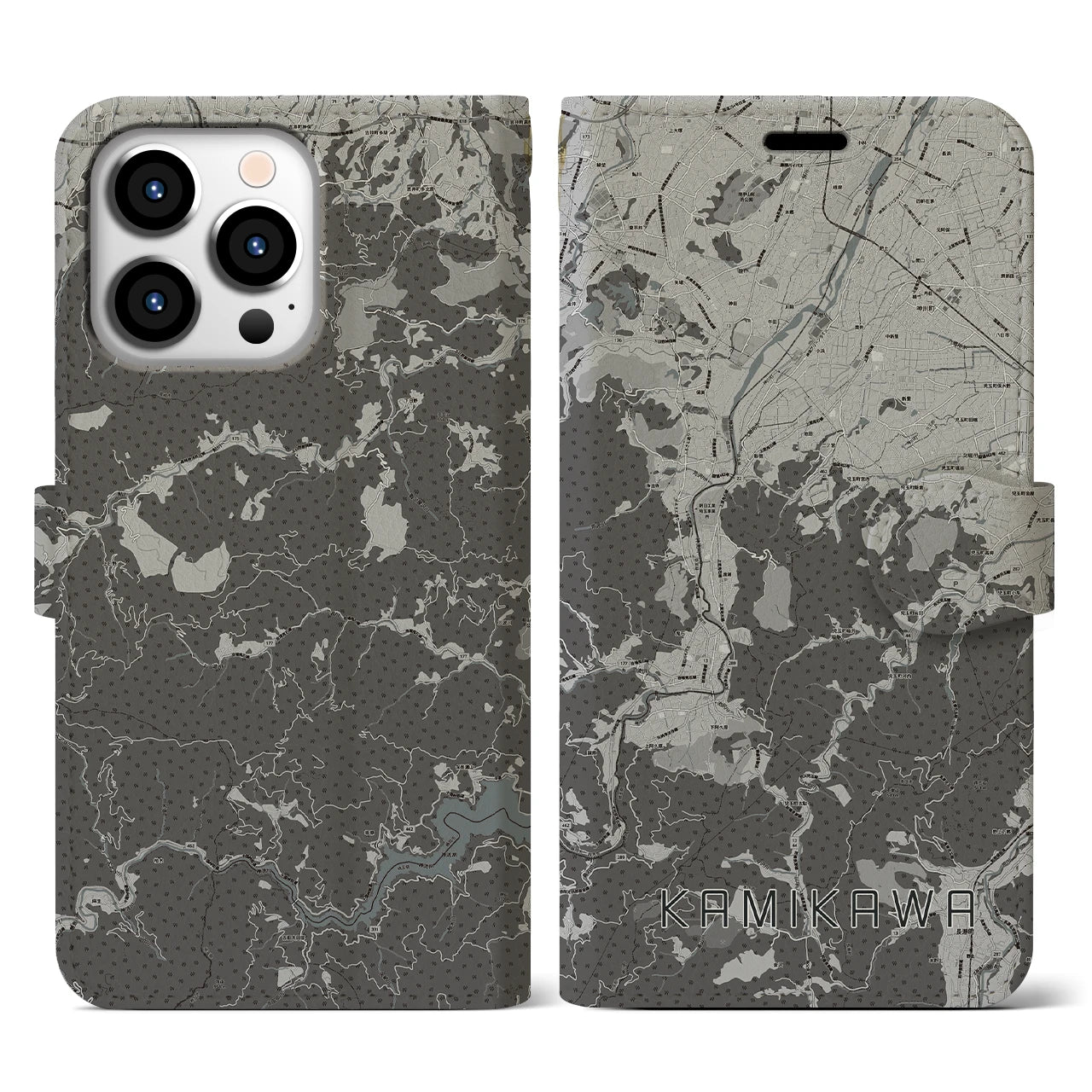 【神川(埼玉県)】地図柄iPhoneケース(手帳タイプ)