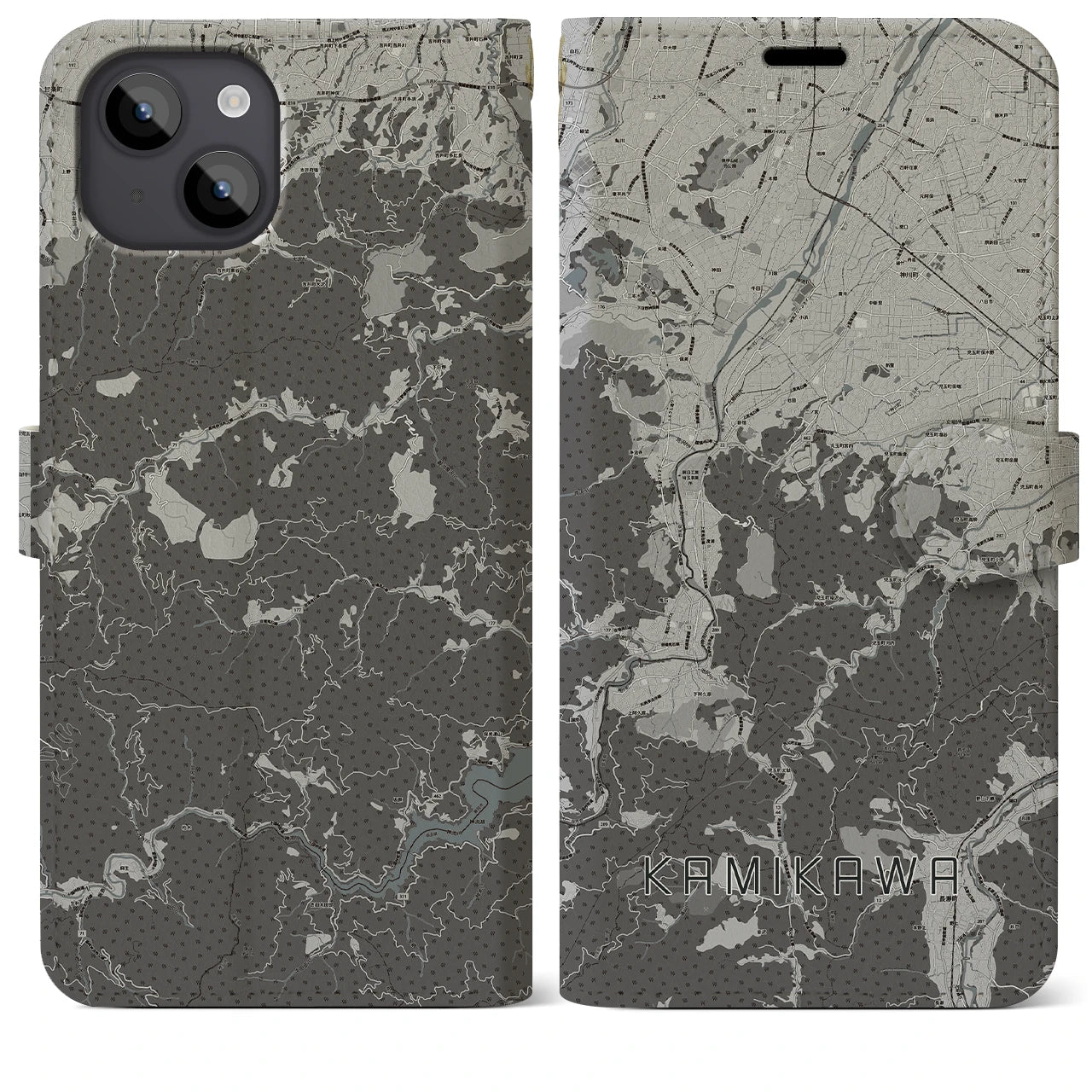 【神川(埼玉県)】地図柄iPhoneケース(手帳タイプ)