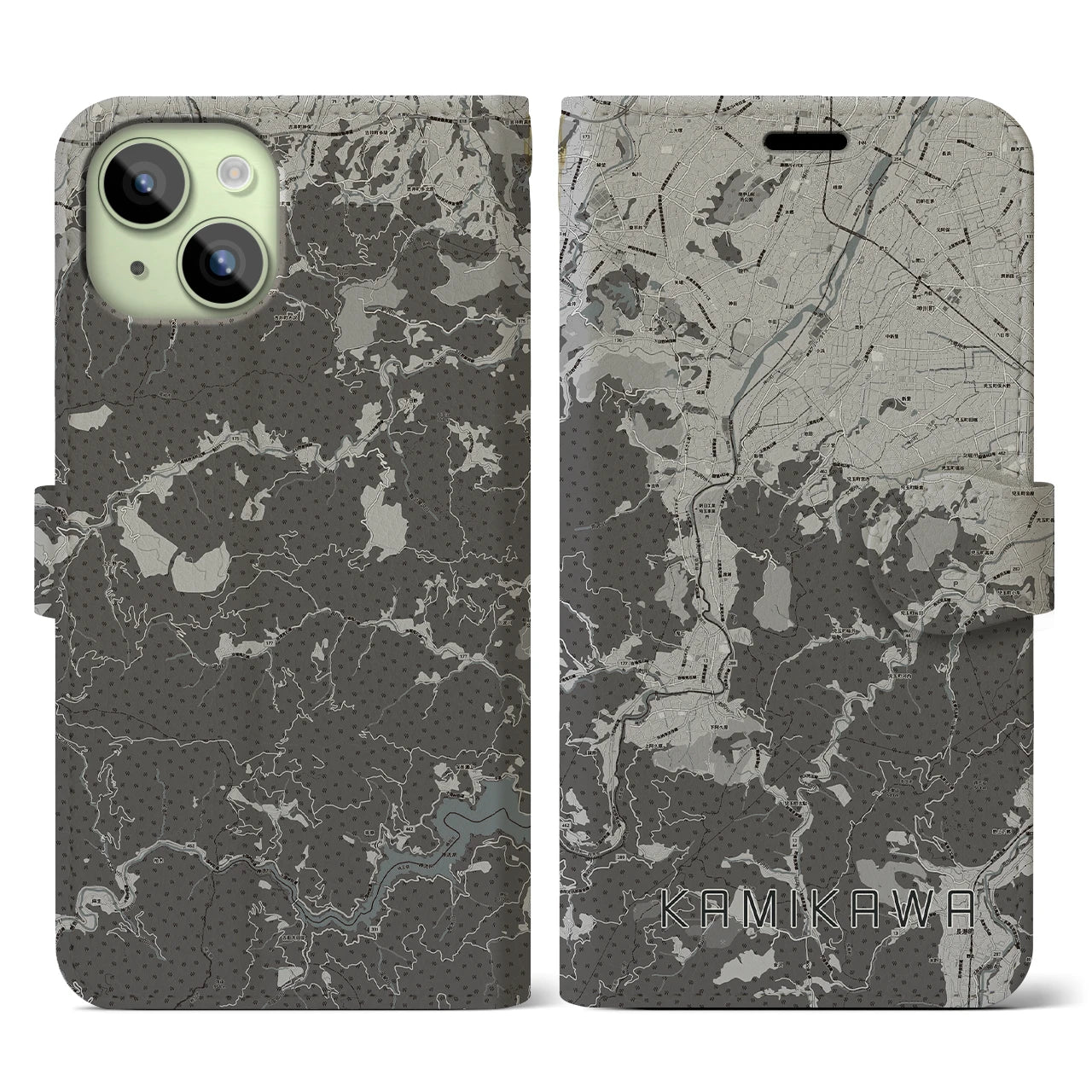 【神川(埼玉県)】地図柄iPhoneケース(手帳タイプ)