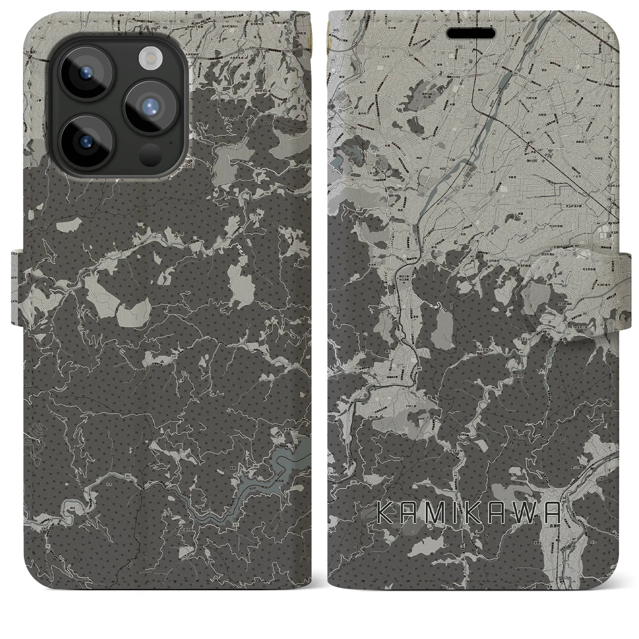 【神川(埼玉県)】地図柄iPhoneケース(手帳タイプ)