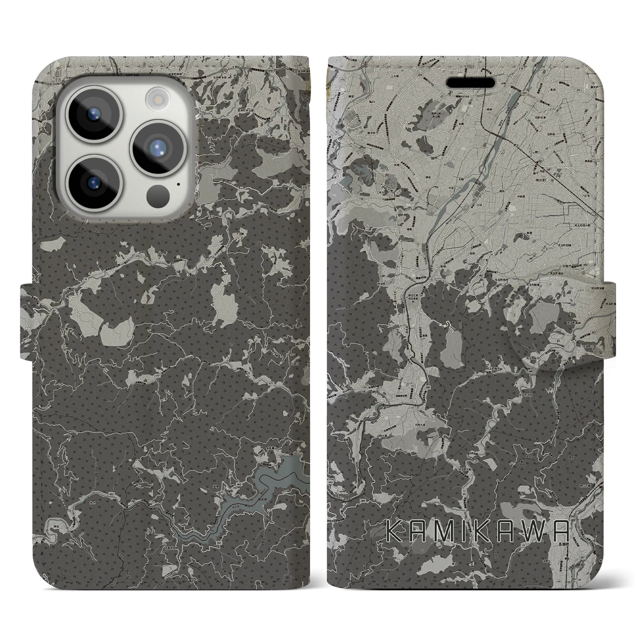 【神川(埼玉県)】地図柄iPhoneケース(手帳タイプ)