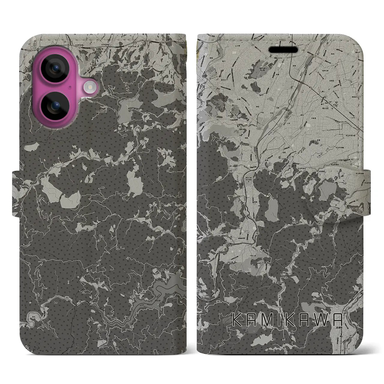 【神川(埼玉県)】地図柄iPhoneケース(手帳タイプ)