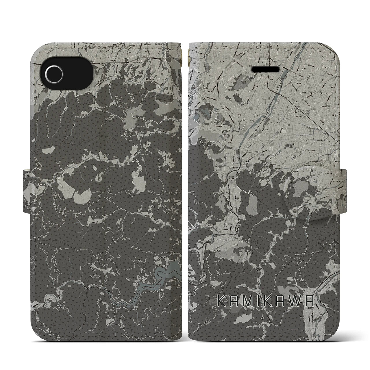【神川(埼玉県)】地図柄iPhoneケース(手帳タイプ)