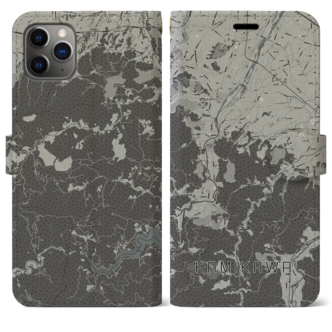 【神川(埼玉県)】地図柄iPhoneケース(手帳タイプ)