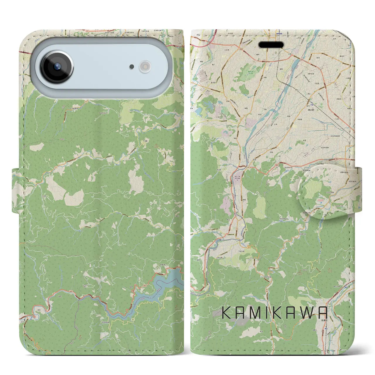 【神川(埼玉県)】地図柄iPhoneケース(手帳タイプ)