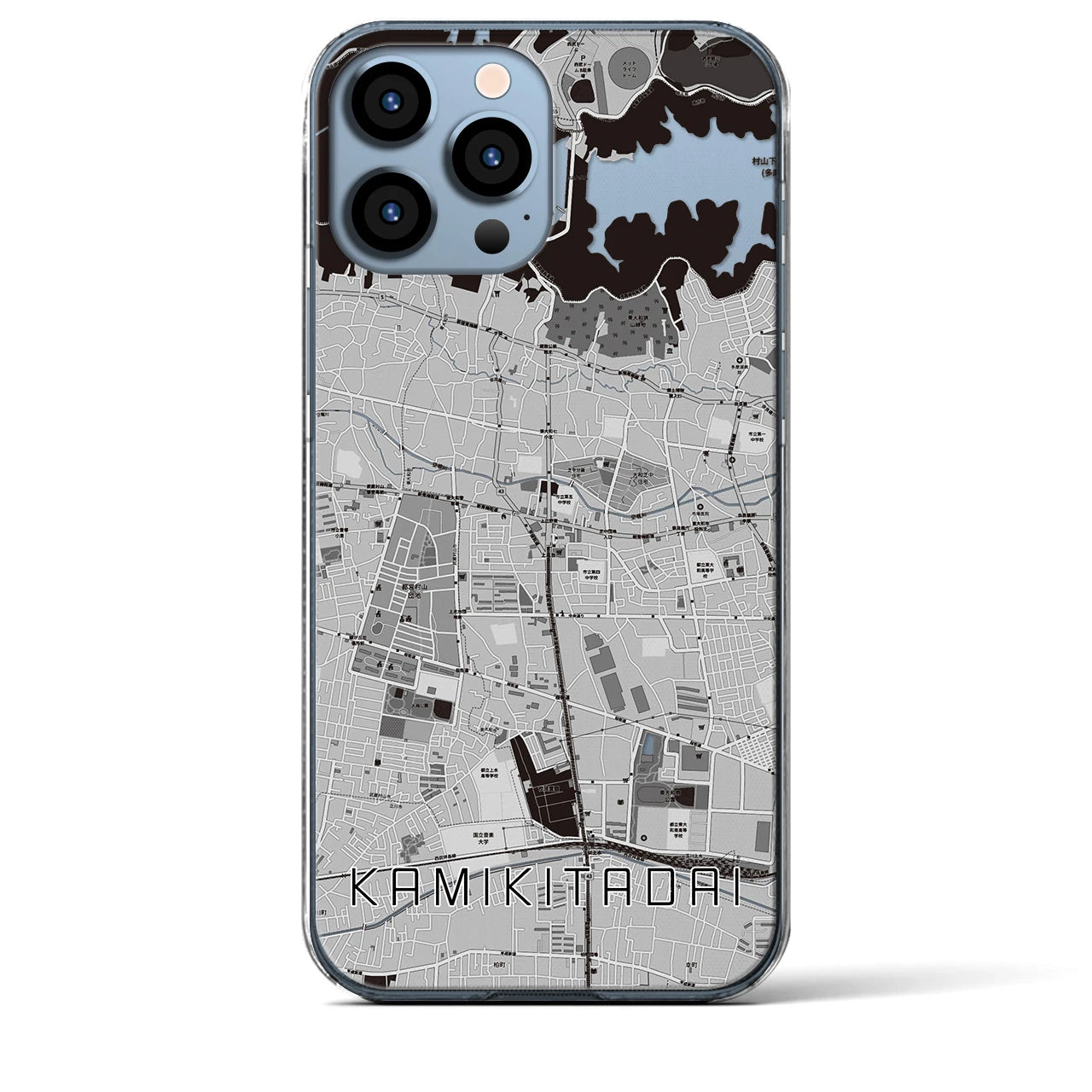 【上北台(東京都)】地図柄iPhoneケース(クリアタイプ)