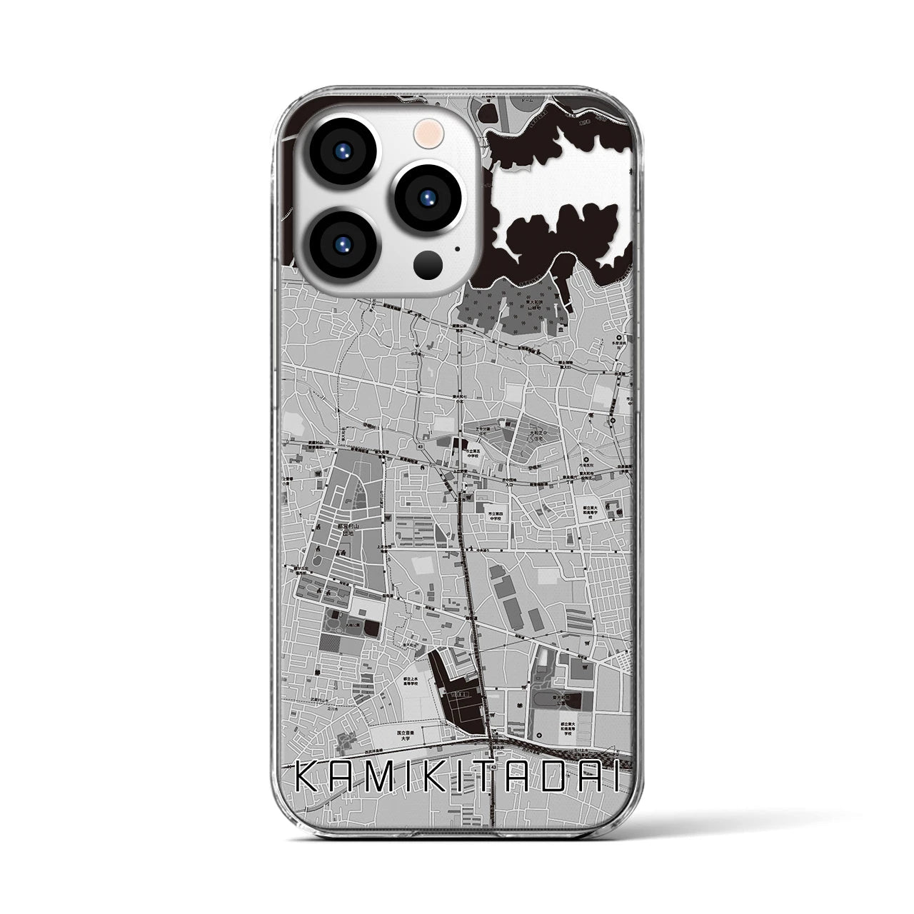 【上北台(東京都)】地図柄iPhoneケース(クリアタイプ)