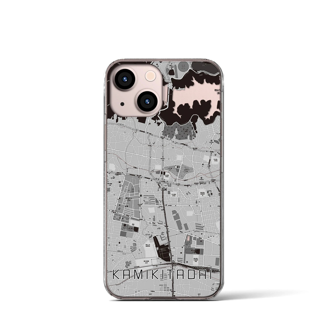 【上北台(東京都)】地図柄iPhoneケース(クリアタイプ)