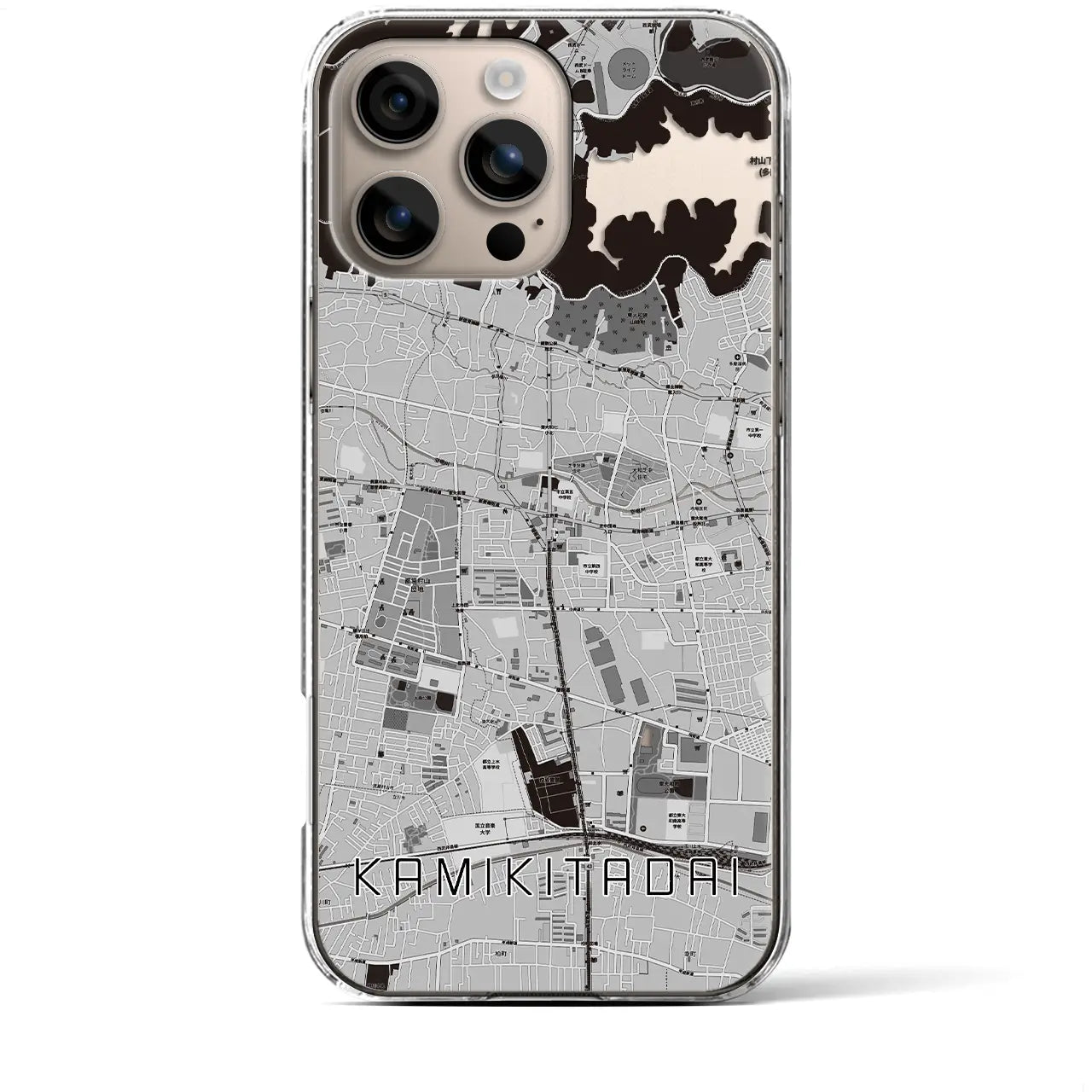 【上北台(東京都)】地図柄iPhoneケース(クリアタイプ)