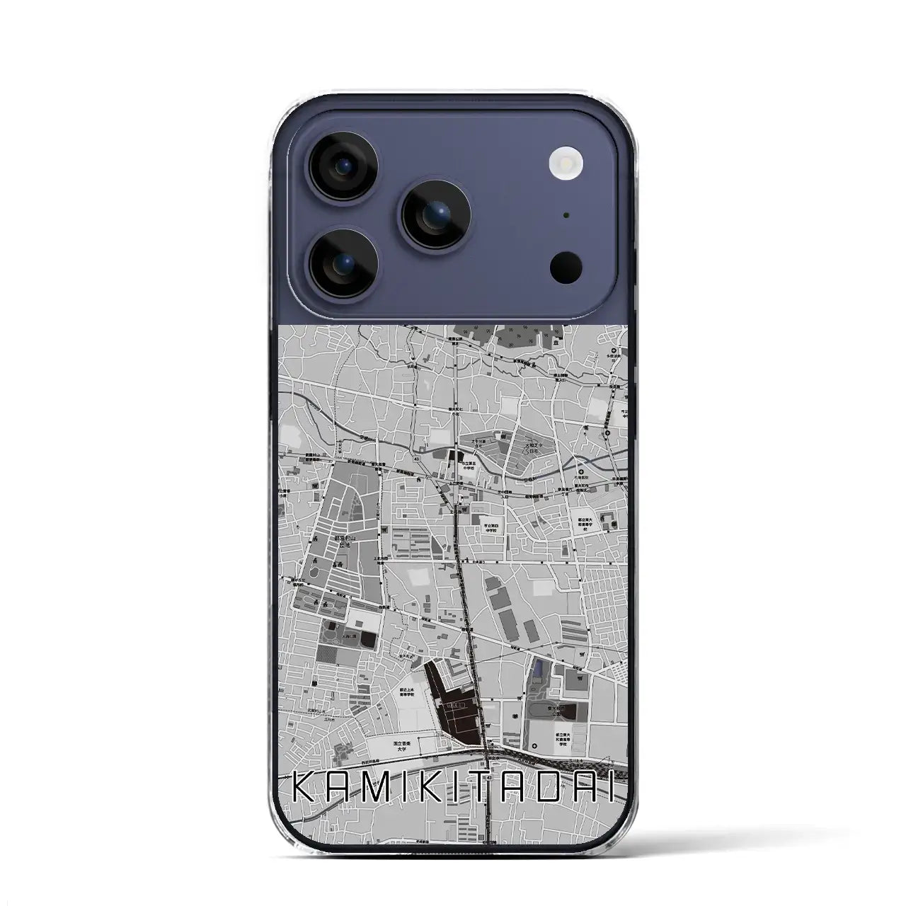 【上北台(東京都)】地図柄iPhoneケース(クリアタイプ)モノトーン・iPhone 17 Pro Max 用