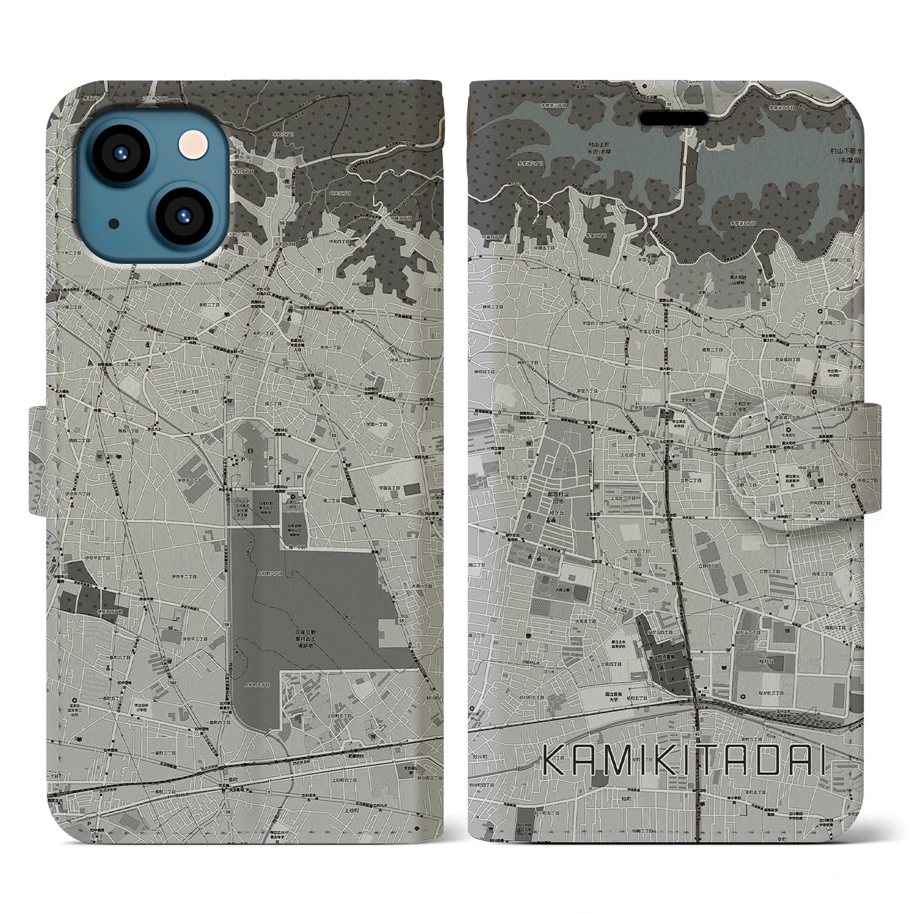 【上北台(東京都)】地図柄iPhoneケース(手帳タイプ)