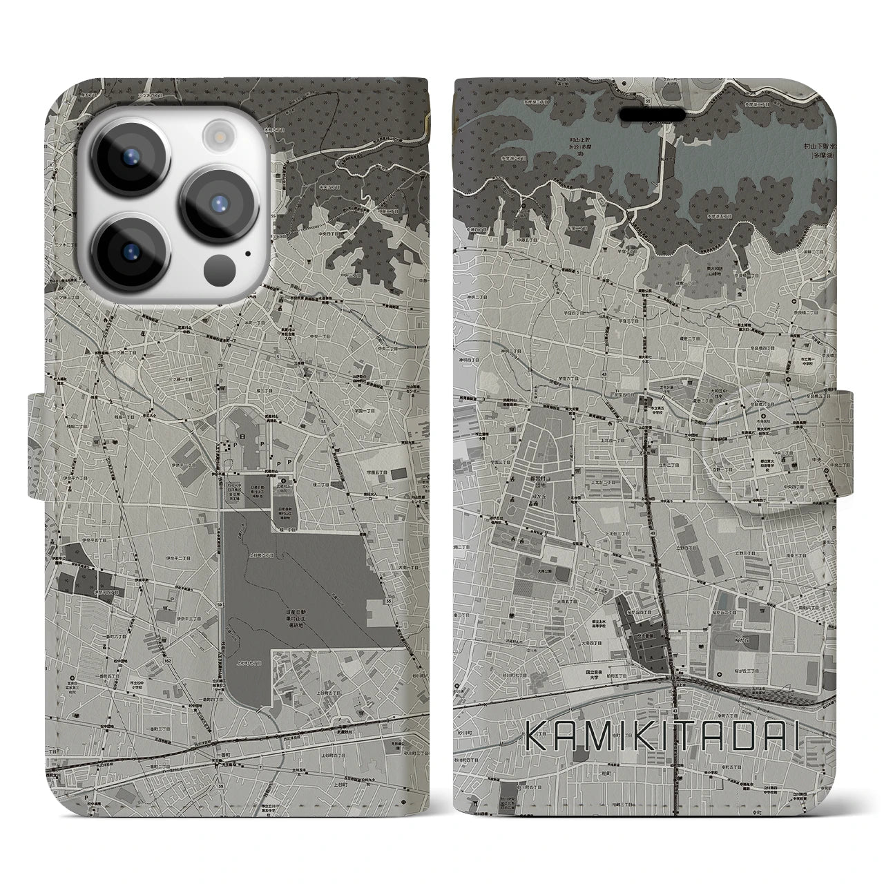 【上北台(東京都)】地図柄iPhoneケース(手帳タイプ)