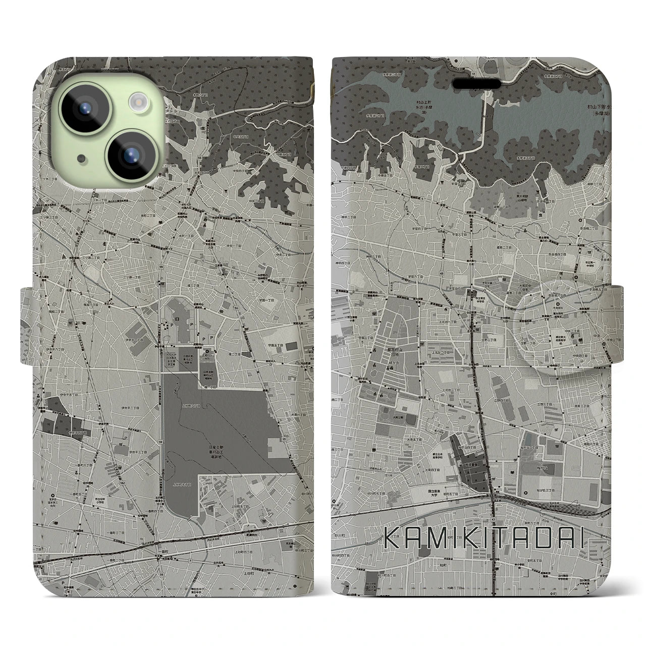 【上北台(東京都)】地図柄iPhoneケース(手帳タイプ)